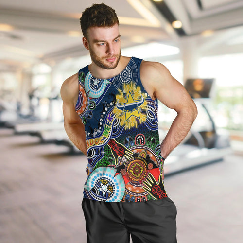 Personalised Cowboys NAIDOC Week 2024 Men Tank Top Australia Aboriginal Dot Painting