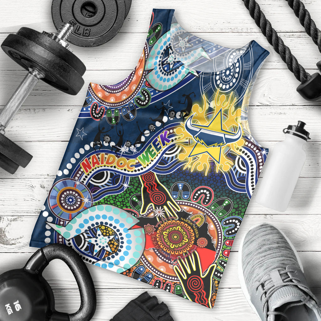 Personalised Cowboys NAIDOC Week 2024 Men Tank Top Australia Aboriginal Dot Painting
