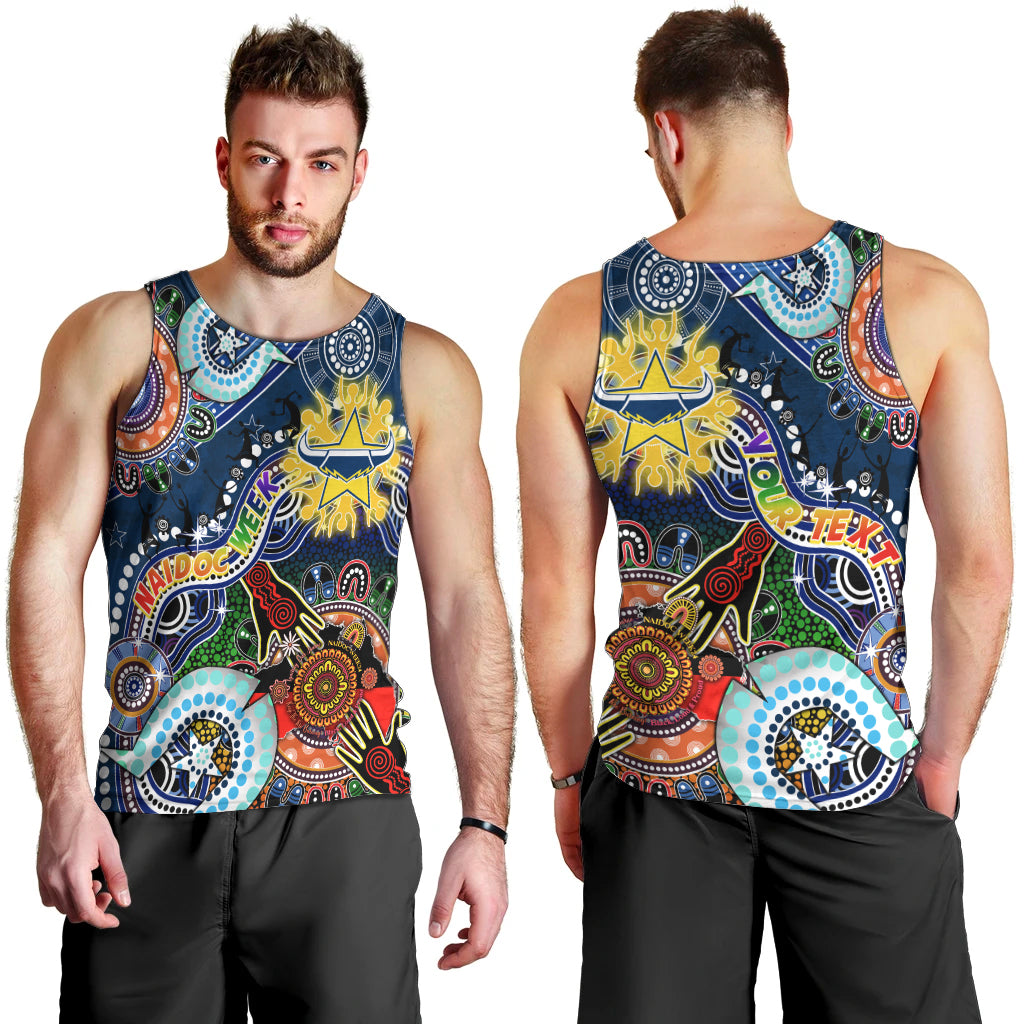 Personalised Cowboys NAIDOC Week 2024 Men Tank Top Australia Aboriginal Dot Painting