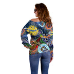 Personalised Cowboys NAIDOC Week 2024 Off Shoulder Sweater Australia Aboriginal Dot Painting