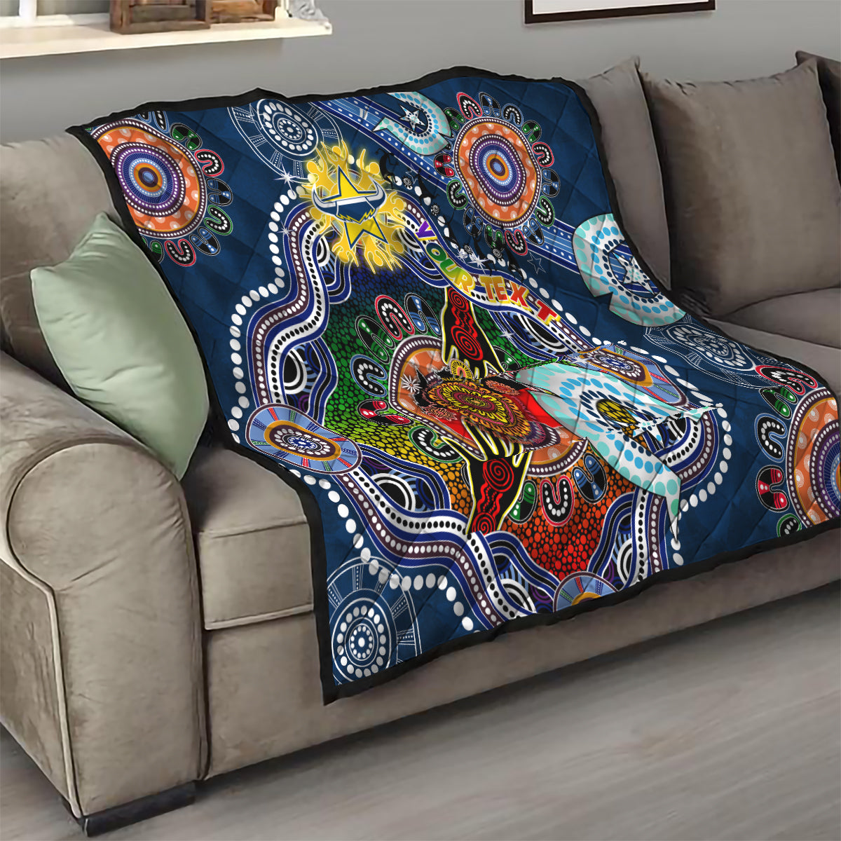 Personalised Cowboys NAIDOC Week 2024 Quilt Australia Aboriginal Dot Painting