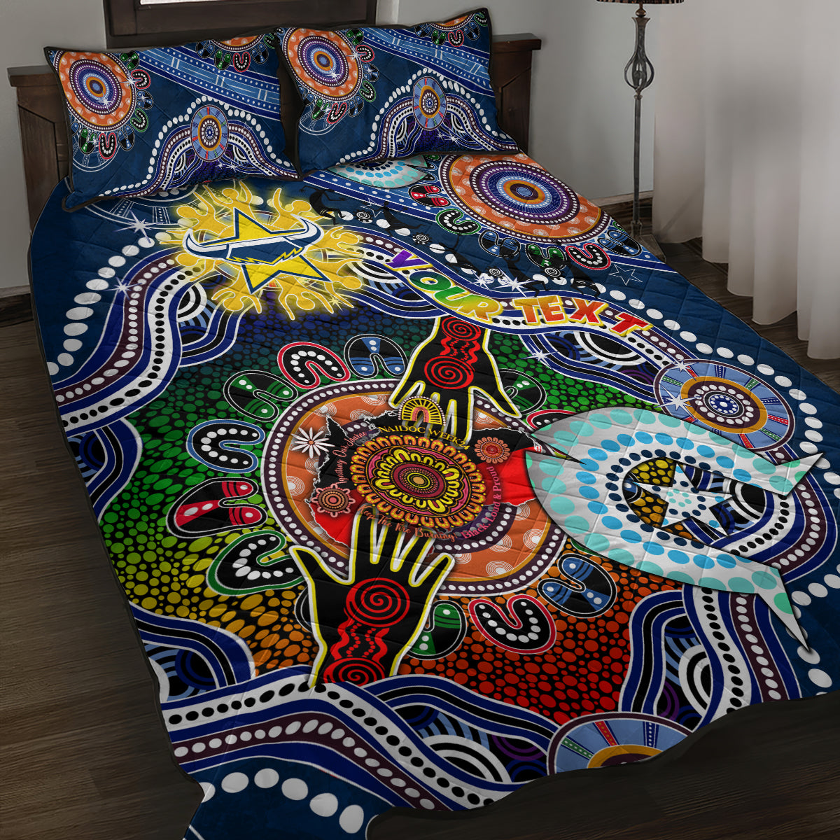 Personalised Cowboys NAIDOC Week 2024 Quilt Bed Set Australia Aboriginal Dot Painting