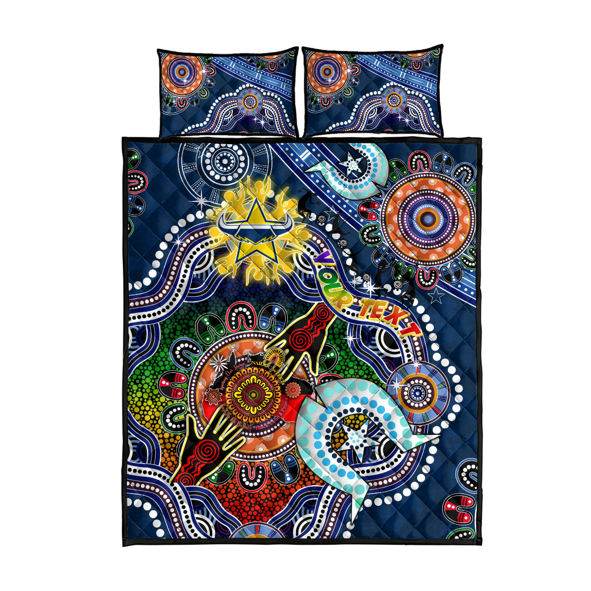 Personalised Cowboys NAIDOC Week 2024 Quilt Bed Set Australia Aboriginal Dot Painting