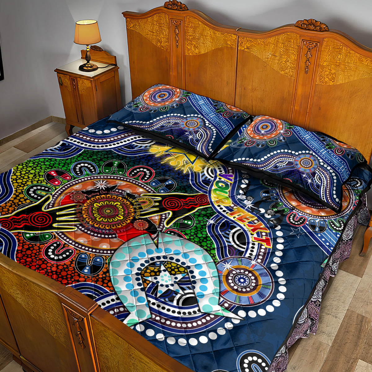 Personalised Cowboys NAIDOC Week 2024 Quilt Bed Set Australia Aboriginal Dot Painting