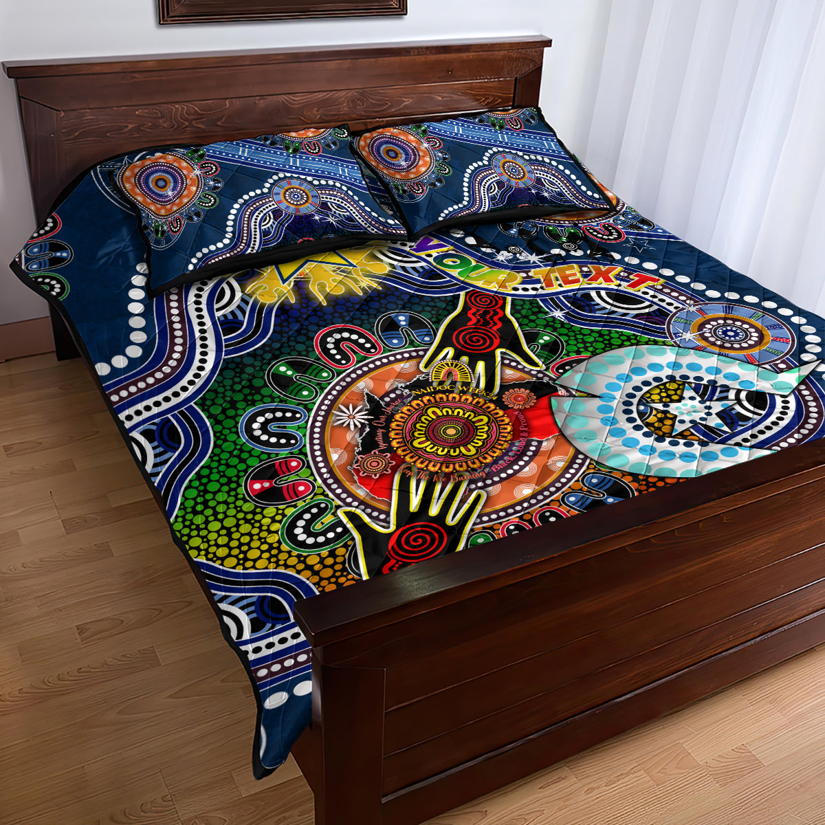 Personalised Cowboys NAIDOC Week 2024 Quilt Bed Set Australia Aboriginal Dot Painting