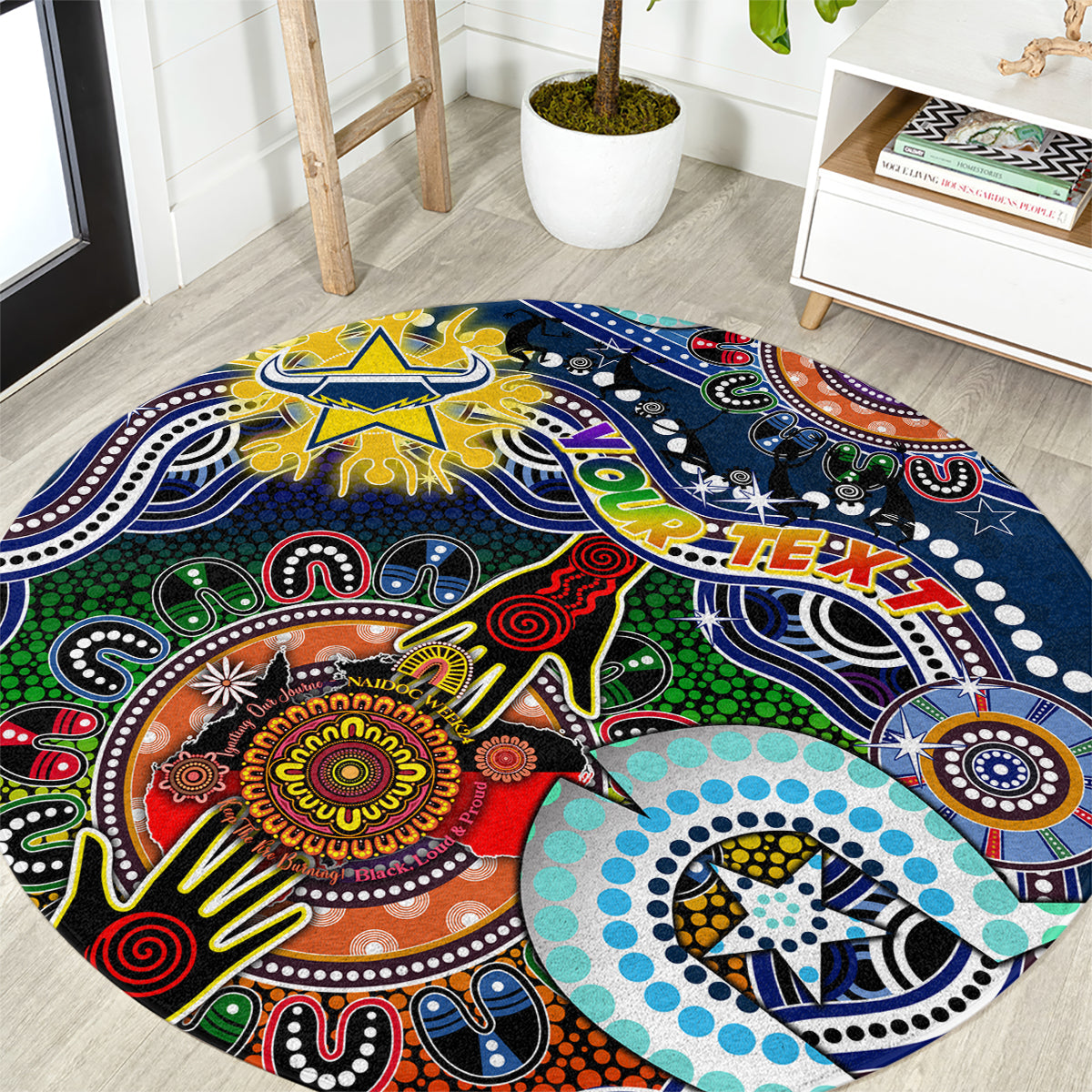 Personalised Cowboys NAIDOC Week 2024 Round Carpet Australia Aboriginal Dot Painting