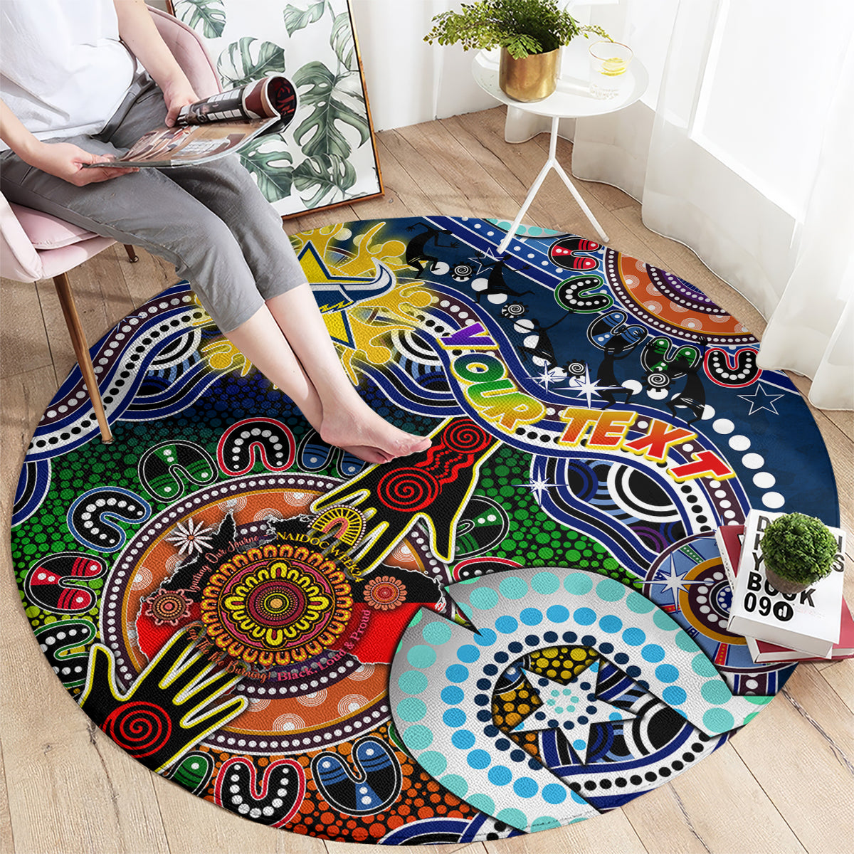 Personalised Cowboys NAIDOC Week 2024 Round Carpet Australia Aboriginal Dot Painting