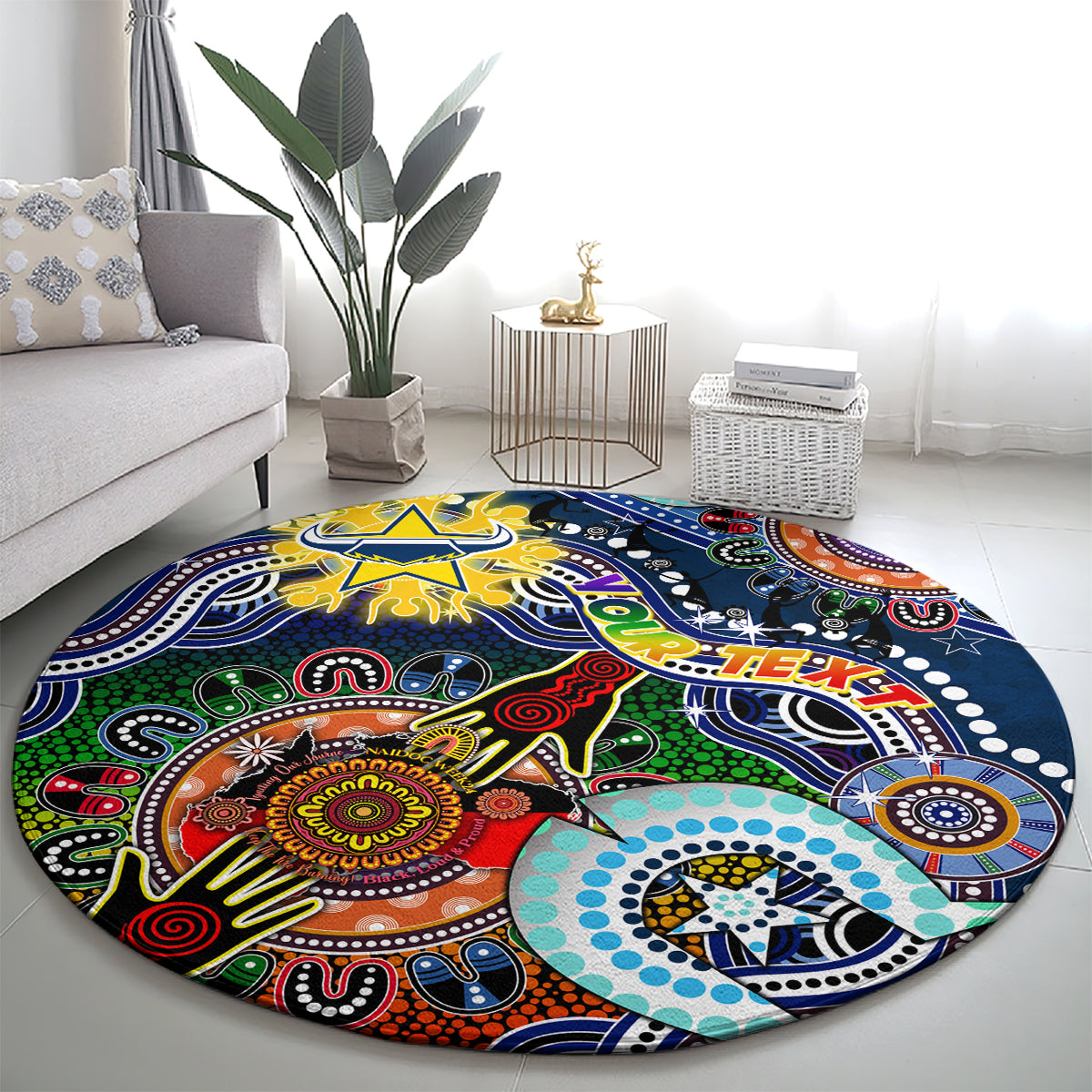 Personalised Cowboys NAIDOC Week 2024 Round Carpet Australia Aboriginal Dot Painting