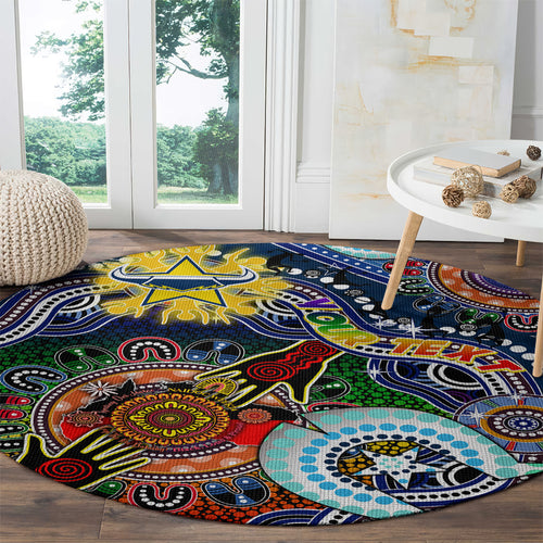 Personalised Cowboys NAIDOC Week 2024 Round Carpet Australia Aboriginal Dot Painting
