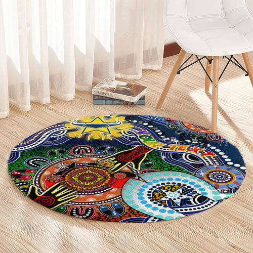 Personalised Cowboys NAIDOC Week 2024 Round Carpet Australia Aboriginal Dot Painting