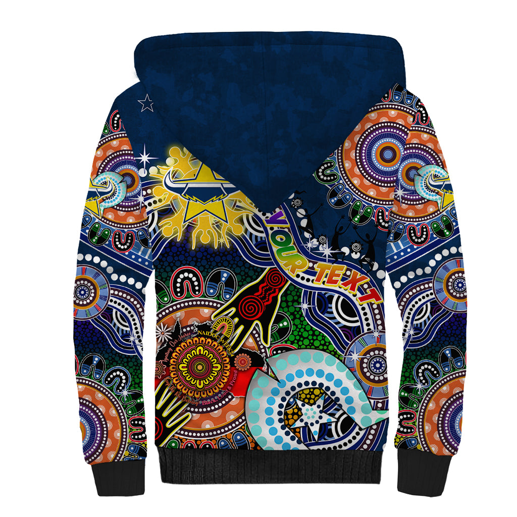 Personalised Cowboys NAIDOC Week 2024 Sherpa Hoodie Australia Aboriginal Dot Painting