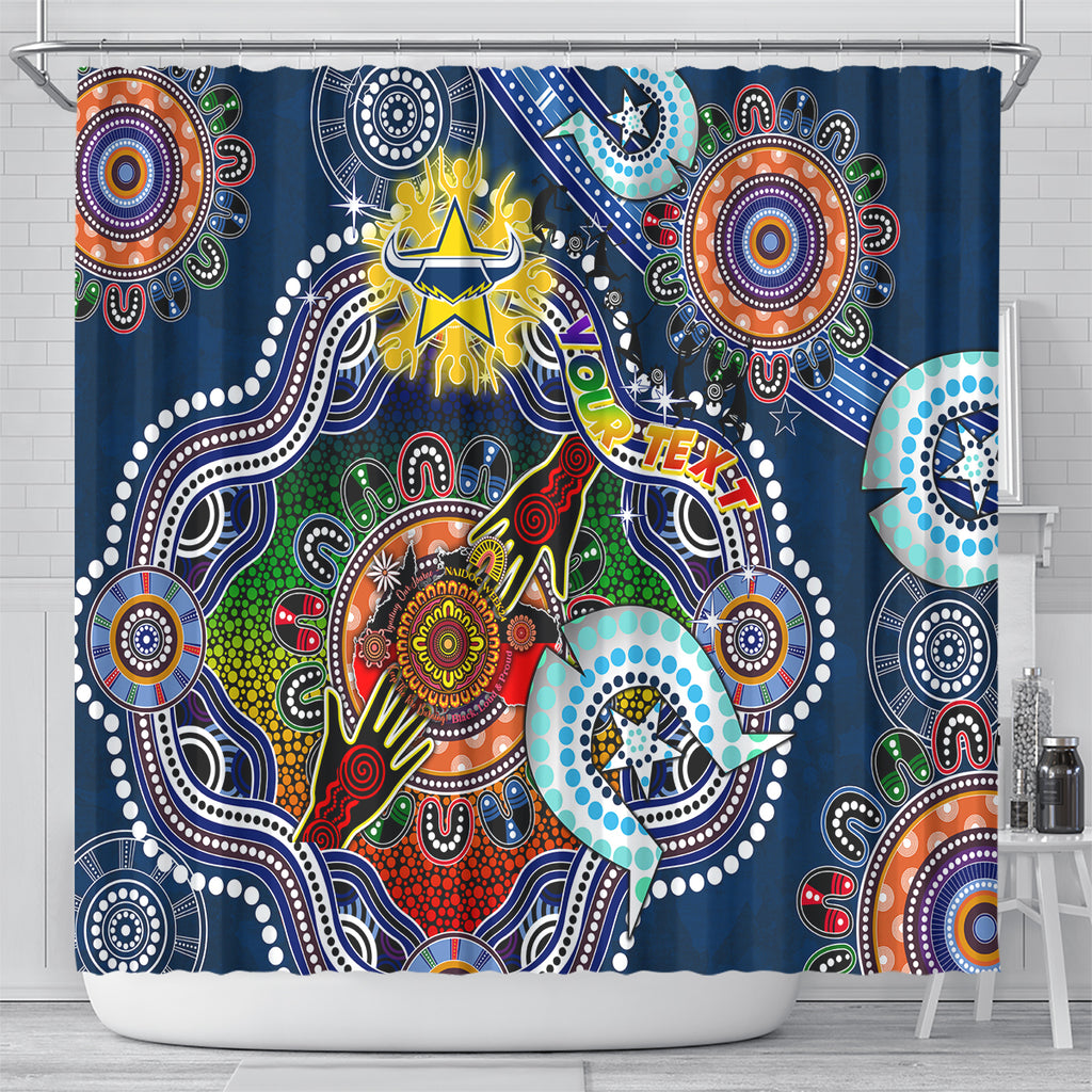 Personalised Cowboys NAIDOC Week 2024 Shower Curtain Australia Aboriginal Dot Painting