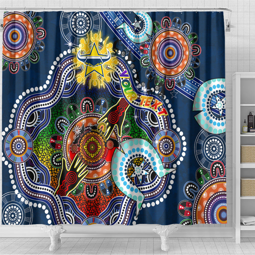 Personalised Cowboys NAIDOC Week 2024 Shower Curtain Australia Aboriginal Dot Painting