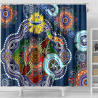 Personalised Cowboys NAIDOC Week 2024 Shower Curtain Australia Aboriginal Dot Painting