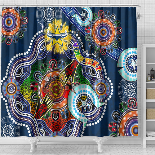 Personalised Cowboys NAIDOC Week 2024 Shower Curtain Australia Aboriginal Dot Painting