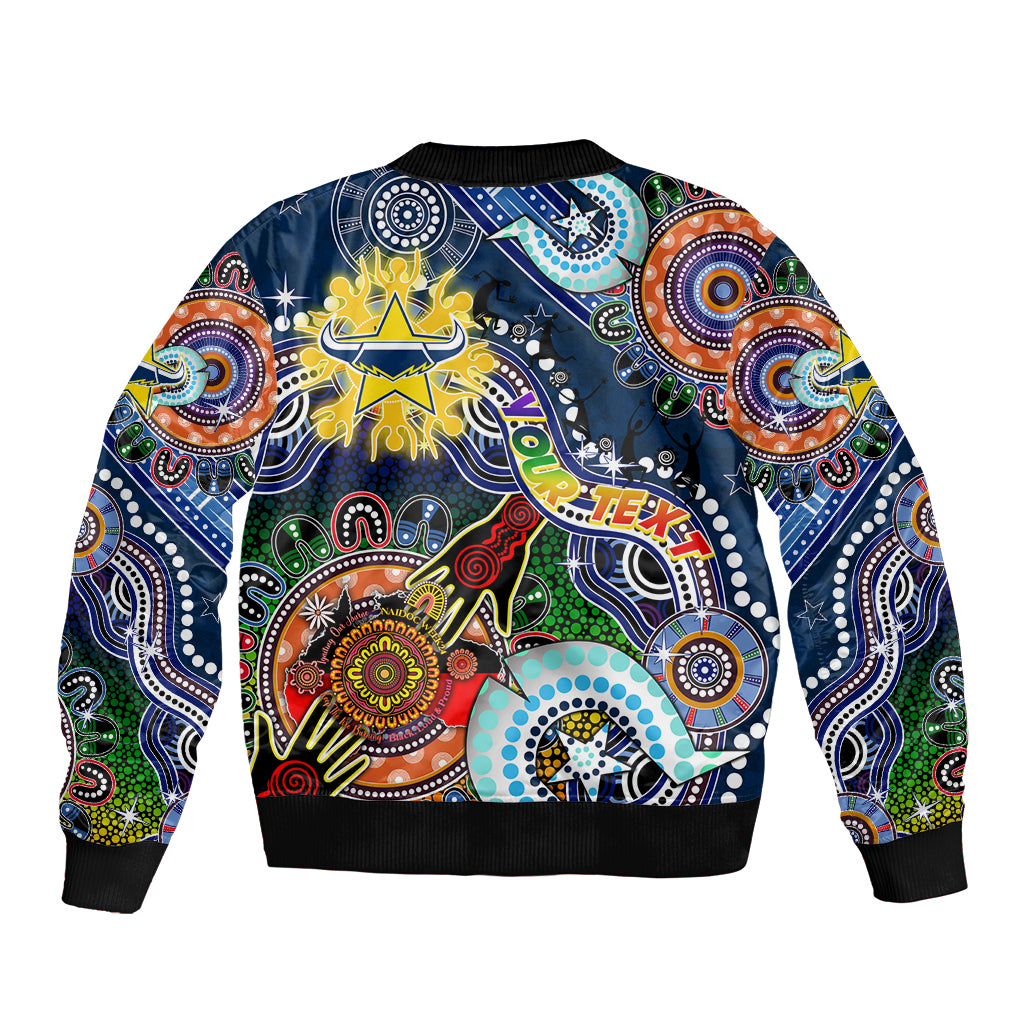 Personalised Cowboys NAIDOC Week 2024 Sleeve Zip Bomber Jacket Australia Aboriginal Dot Painting