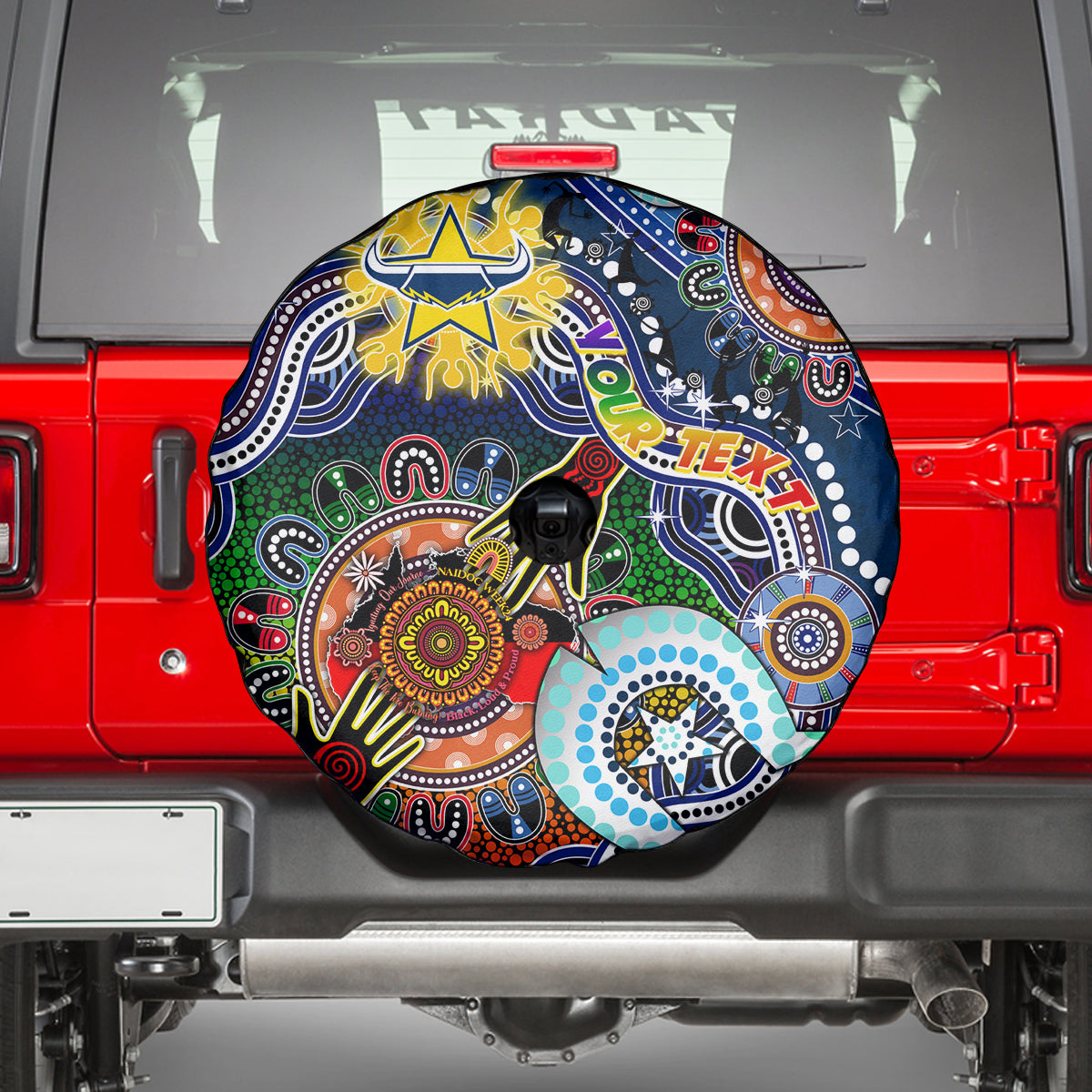 Personalised Cowboys NAIDOC Week 2024 Spare Tire Cover Australia Aboriginal Dot Painting