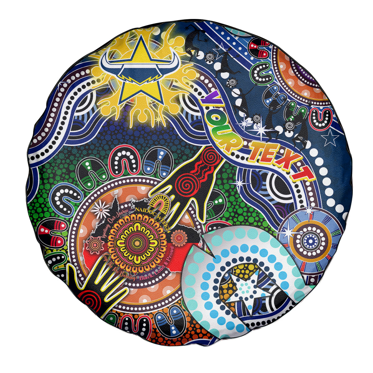 Personalised Cowboys NAIDOC Week 2024 Spare Tire Cover Australia Aboriginal Dot Painting