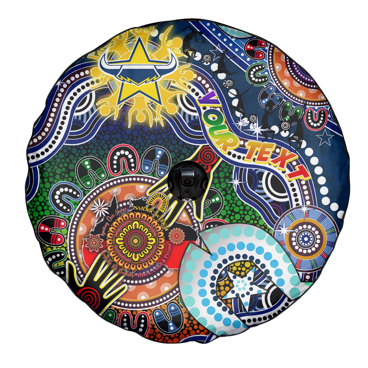 Personalised Cowboys NAIDOC Week 2024 Spare Tire Cover Australia Aboriginal Dot Painting
