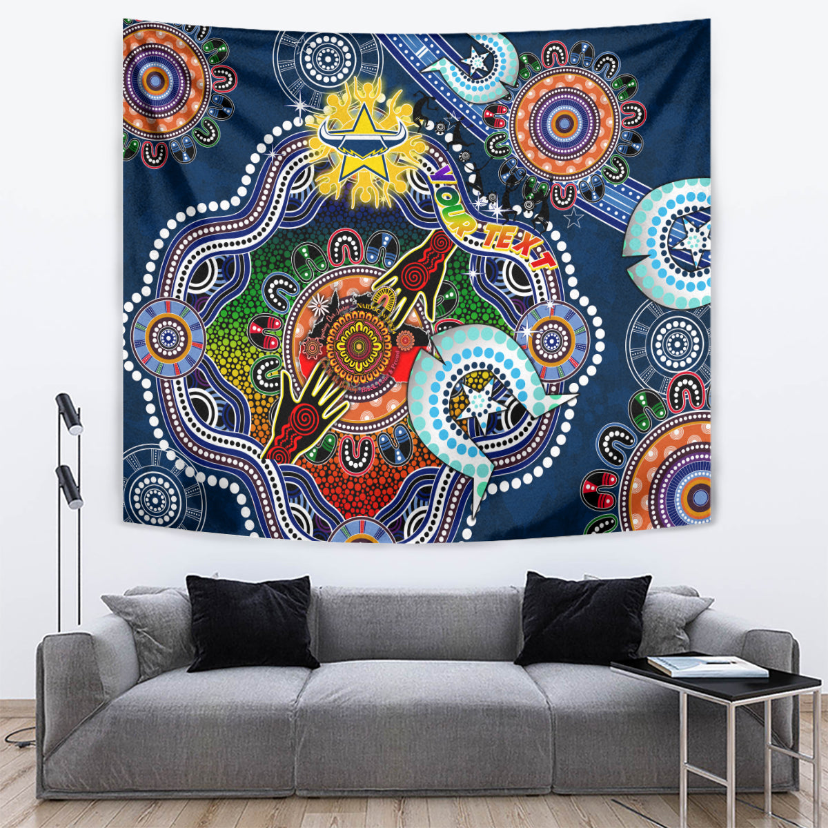Personalised Cowboys NAIDOC Week 2024 Tapestry Australia Aboriginal Dot Painting