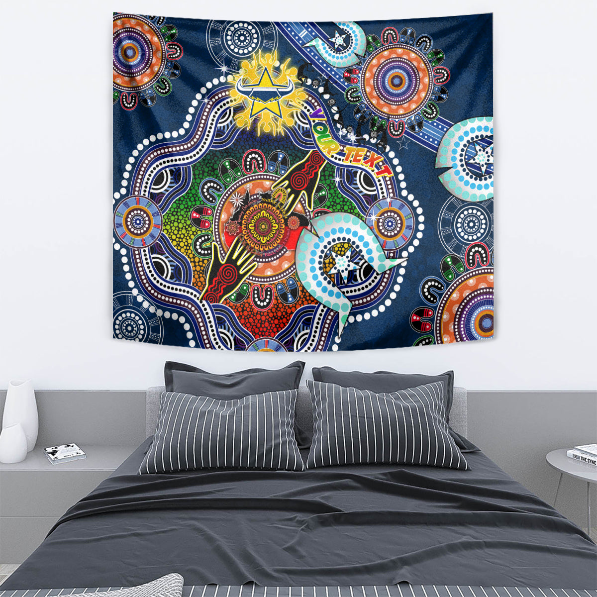 Personalised Cowboys NAIDOC Week 2024 Tapestry Australia Aboriginal Dot Painting