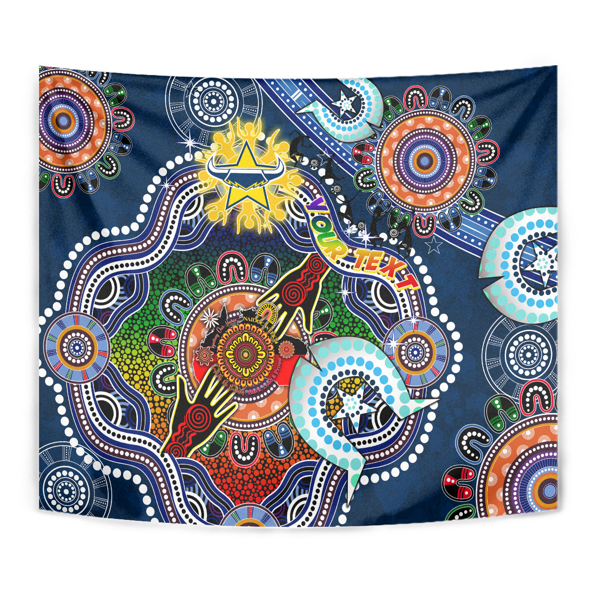 Personalised Cowboys NAIDOC Week 2024 Tapestry Australia Aboriginal Dot Painting
