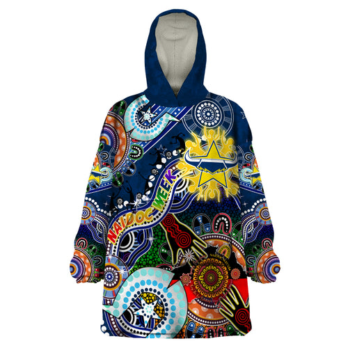 Personalised Cowboys NAIDOC Week 2024 Wearable Blanket Hoodie Australia Aboriginal Dot Painting