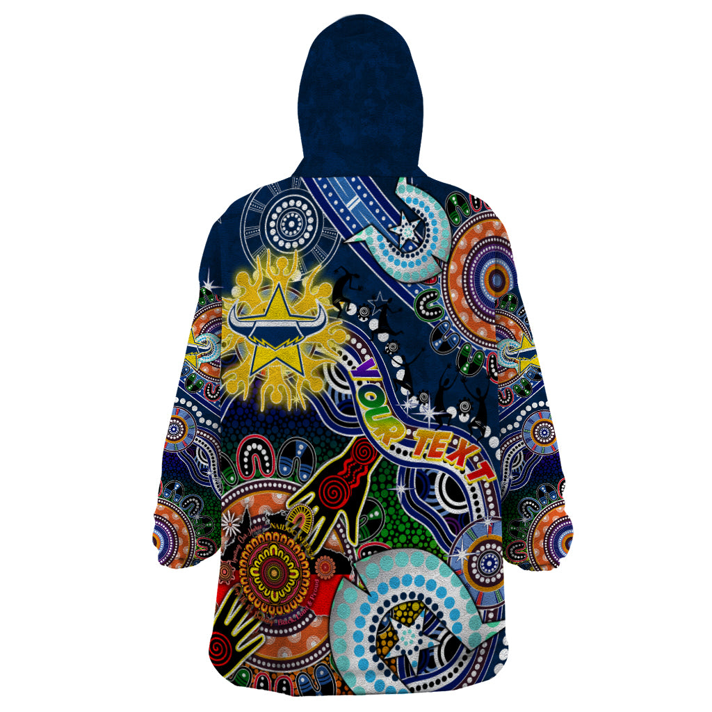 Personalised Cowboys NAIDOC Week 2024 Wearable Blanket Hoodie Australia Aboriginal Dot Painting