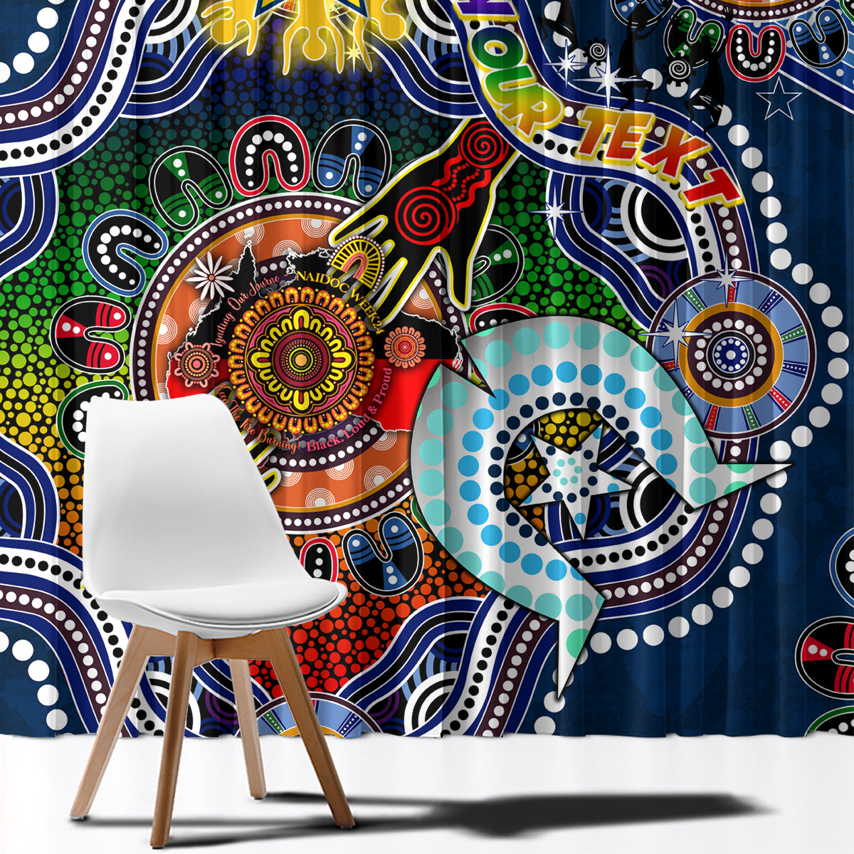 Personalised Cowboys NAIDOC Week 2024 Window Curtain Australia Aboriginal Dot Painting