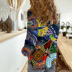 Personalised Cowboys NAIDOC Week 2024 Women Casual Shirt Australia Aboriginal Dot Painting