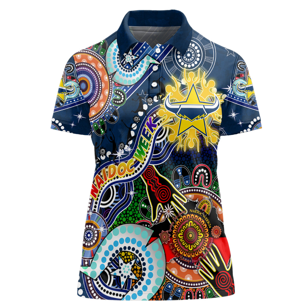Personalised Cowboys NAIDOC Week 2024 Women Polo Shirt Australia Aboriginal Dot Painting