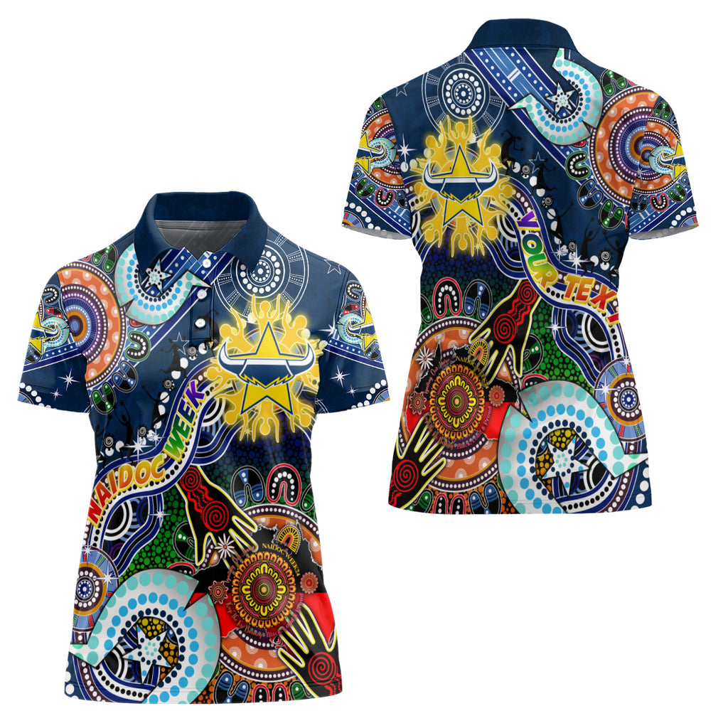 Personalised Cowboys NAIDOC Week 2024 Women Polo Shirt Australia Aboriginal Dot Painting