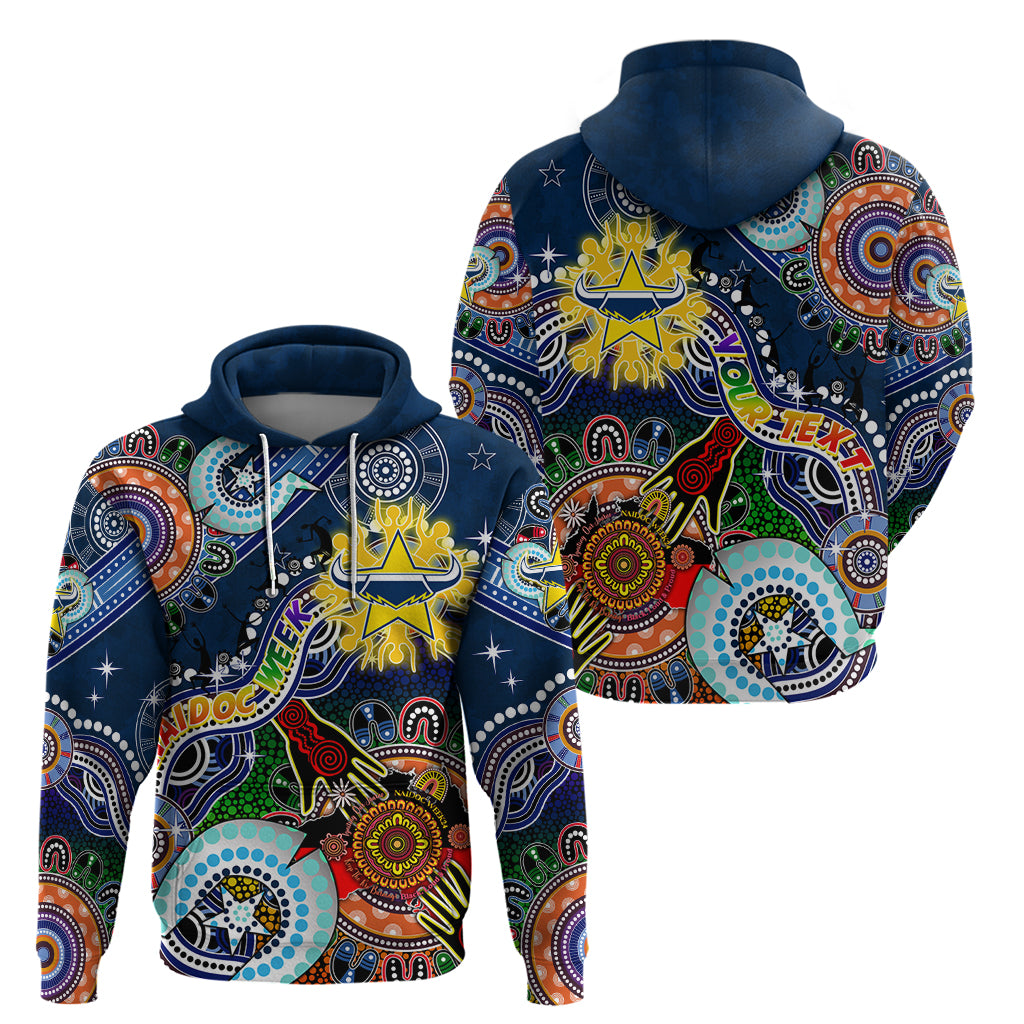Personalised Cowboys NAIDOC Week 2024 Zip Hoodie Australia Aboriginal Dot Painting