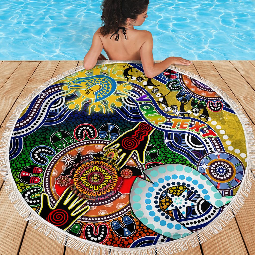 Personalised Eels NAIDOC Week 2024 Beach Blanket Australia Aboriginal Dot Painting