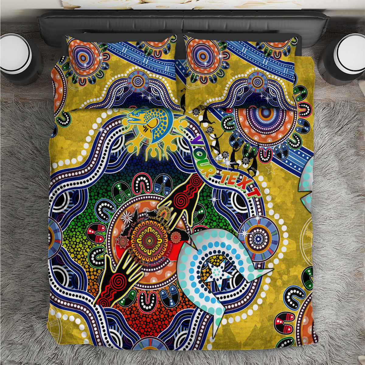 Personalised Eels NAIDOC Week 2024 Bedding Set Australia Aboriginal Dot Painting
