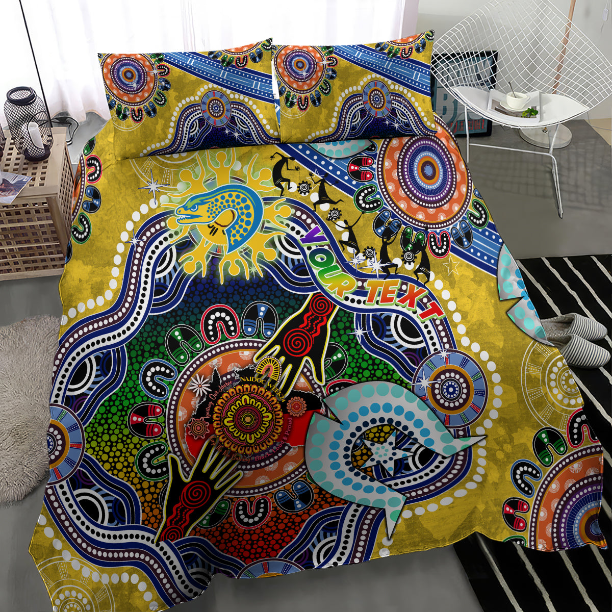 Personalised Eels NAIDOC Week 2024 Bedding Set Australia Aboriginal Dot Painting