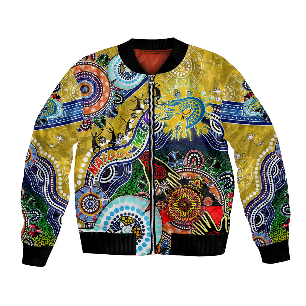 Personalised Eels NAIDOC Week 2024 Bomber Jacket Australia Aboriginal Dot Painting