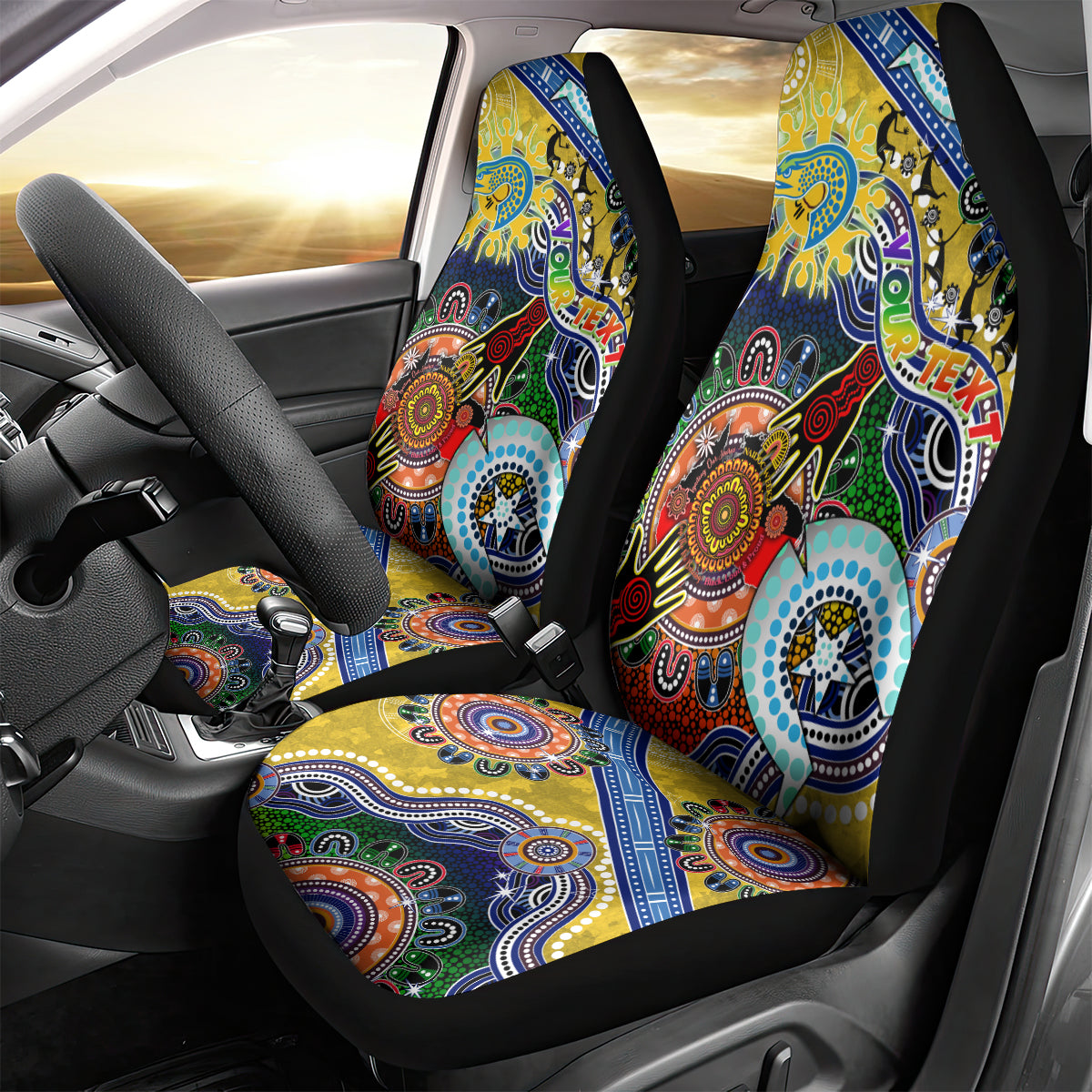 Personalised Eels NAIDOC Week 2024 Car Seat Cover Australia Aboriginal Dot Painting