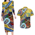 Personalised Eels NAIDOC Week 2024 Couples Matching Long Sleeve Bodycon Dress and Hawaiian Shirt Australia Aboriginal Dot Painting