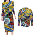 Personalised Eels NAIDOC Week 2024 Couples Matching Long Sleeve Bodycon Dress and Long Sleeve Button Shirt Australia Aboriginal Dot Painting
