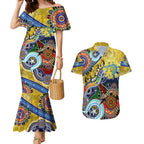 Personalised Eels NAIDOC Week 2024 Couples Matching Mermaid Dress and Hawaiian Shirt Australia Aboriginal Dot Painting