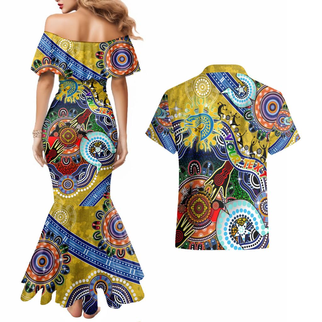 Personalised Eels NAIDOC Week 2024 Couples Matching Mermaid Dress and Hawaiian Shirt Australia Aboriginal Dot Painting