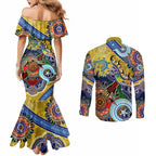 Personalised Eels NAIDOC Week 2024 Couples Matching Mermaid Dress and Long Sleeve Button Shirt Australia Aboriginal Dot Painting