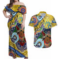 Personalised Eels NAIDOC Week 2024 Couples Matching Off Shoulder Maxi Dress and Hawaiian Shirt Australia Aboriginal Dot Painting