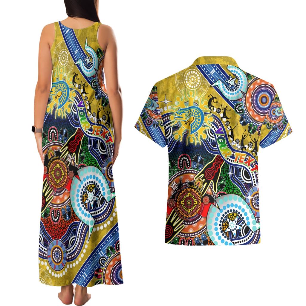 Personalised Eels NAIDOC Week 2024 Couples Matching Tank Maxi Dress and Hawaiian Shirt Australia Aboriginal Dot Painting