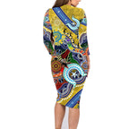 Personalised Eels NAIDOC Week 2024 Family Matching Long Sleeve Bodycon Dress and Hawaiian Shirt Australia Aboriginal Dot Painting
