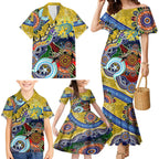 Personalised Eels NAIDOC Week 2024 Family Matching Mermaid Dress and Hawaiian Shirt Australia Aboriginal Dot Painting