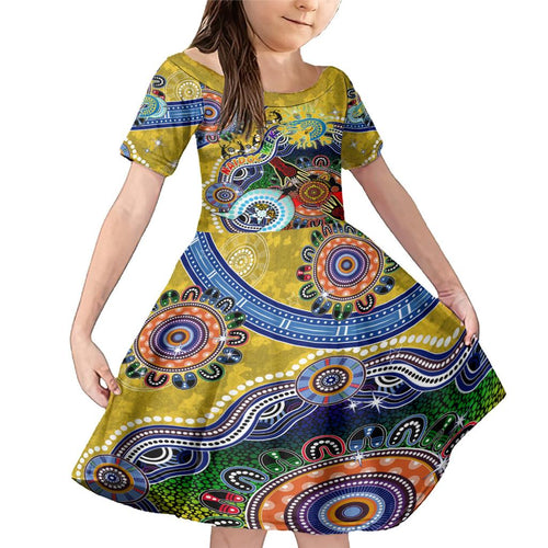 Personalised Eels NAIDOC Week 2024 Family Matching Mermaid Dress and Hawaiian Shirt Australia Aboriginal Dot Painting