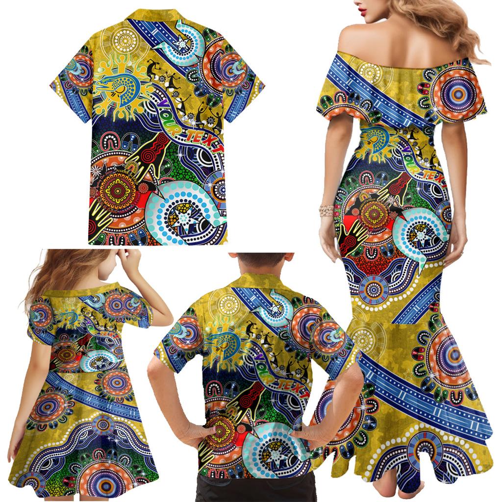 Personalised Eels NAIDOC Week 2024 Family Matching Mermaid Dress and Hawaiian Shirt Australia Aboriginal Dot Painting