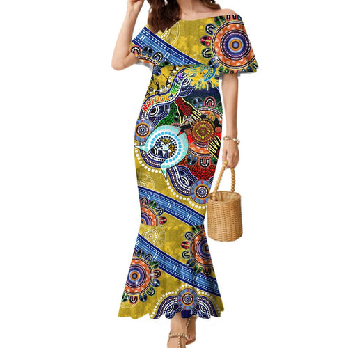 Personalised Eels NAIDOC Week 2024 Family Matching Mermaid Dress and Hawaiian Shirt Australia Aboriginal Dot Painting